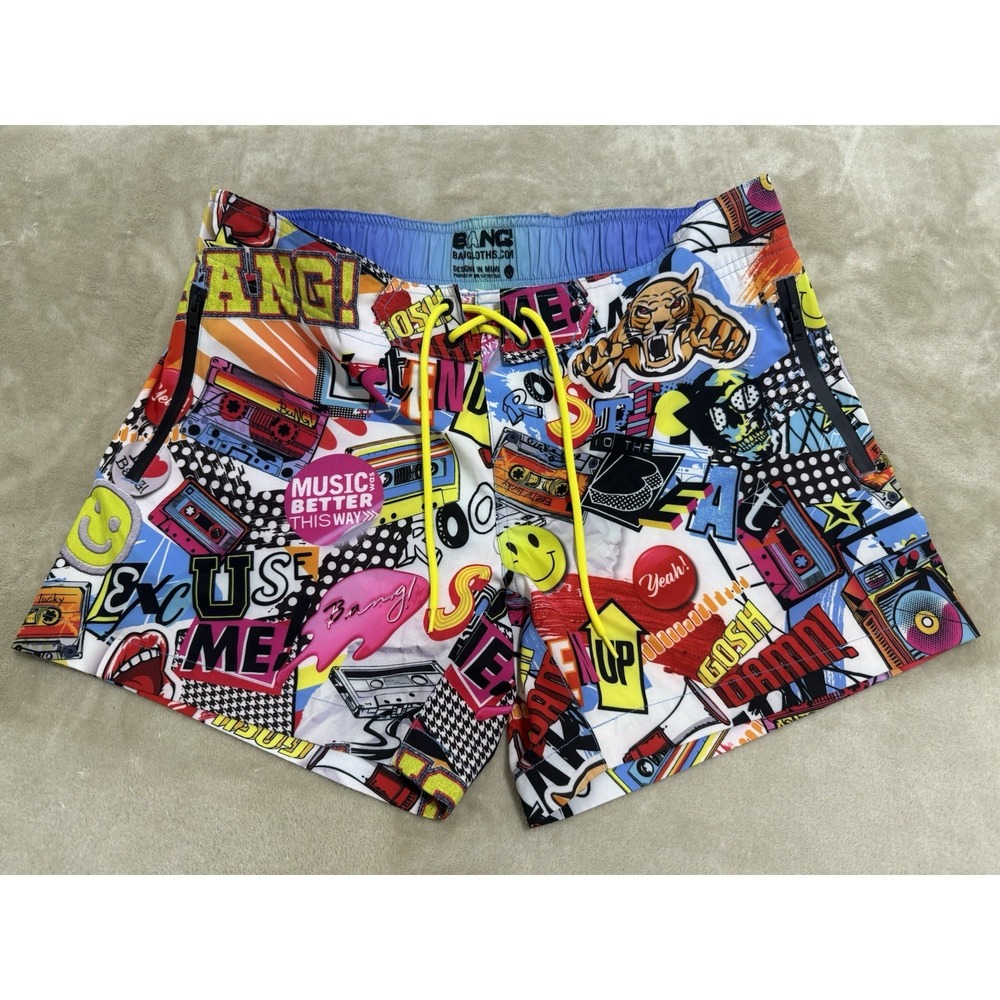 Bang Men's SUPER POP RESORT SHORTS 90's Y2K‎ Swim  Size XL Beach SPF 50+ Trunks